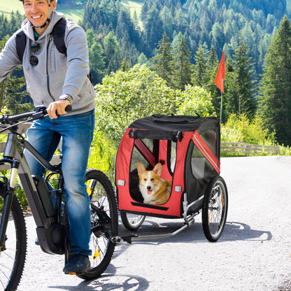 Pet Bicycle Trailer Dog Cat Bike Carrier Water Resistant Red Outdoor