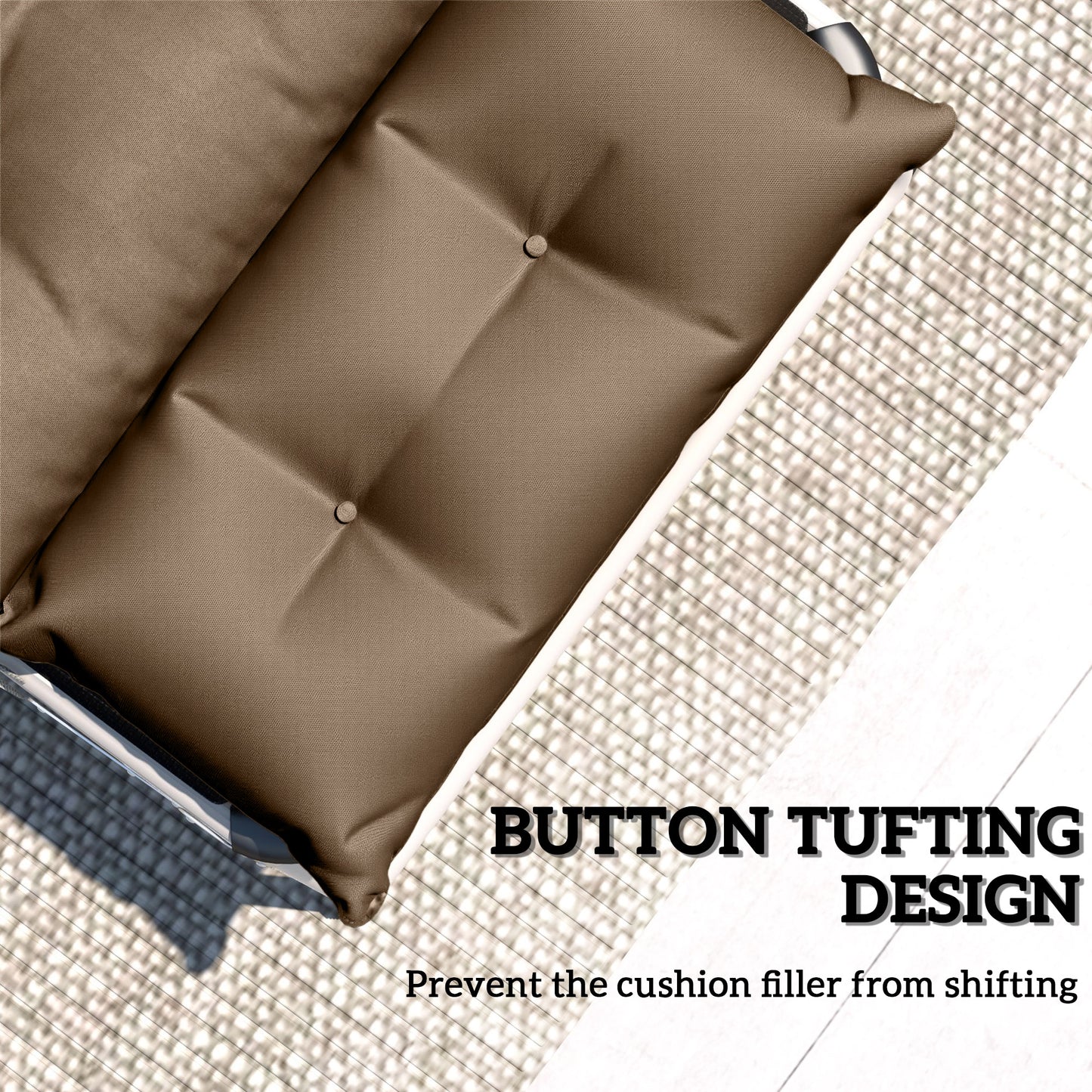 Garden Lounge Chair Cushions Set of 2, 220gsm Fabric, Khaki