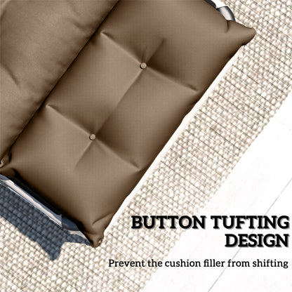 Garden Lounge Chair Cushions Set of 2, 220gsm Fabric, Khaki