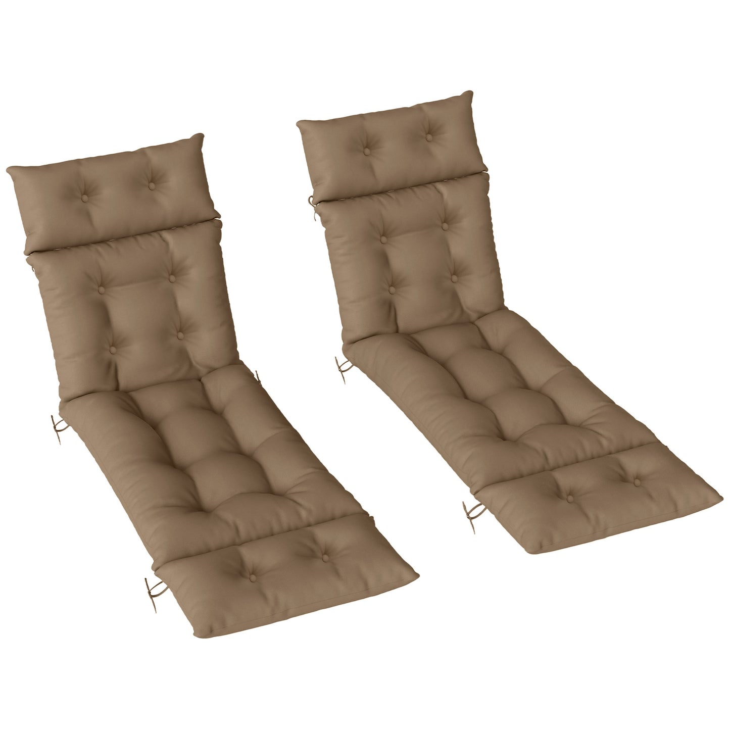 Garden Lounge Chair Cushions Set of 2, 220gsm Fabric, Khaki