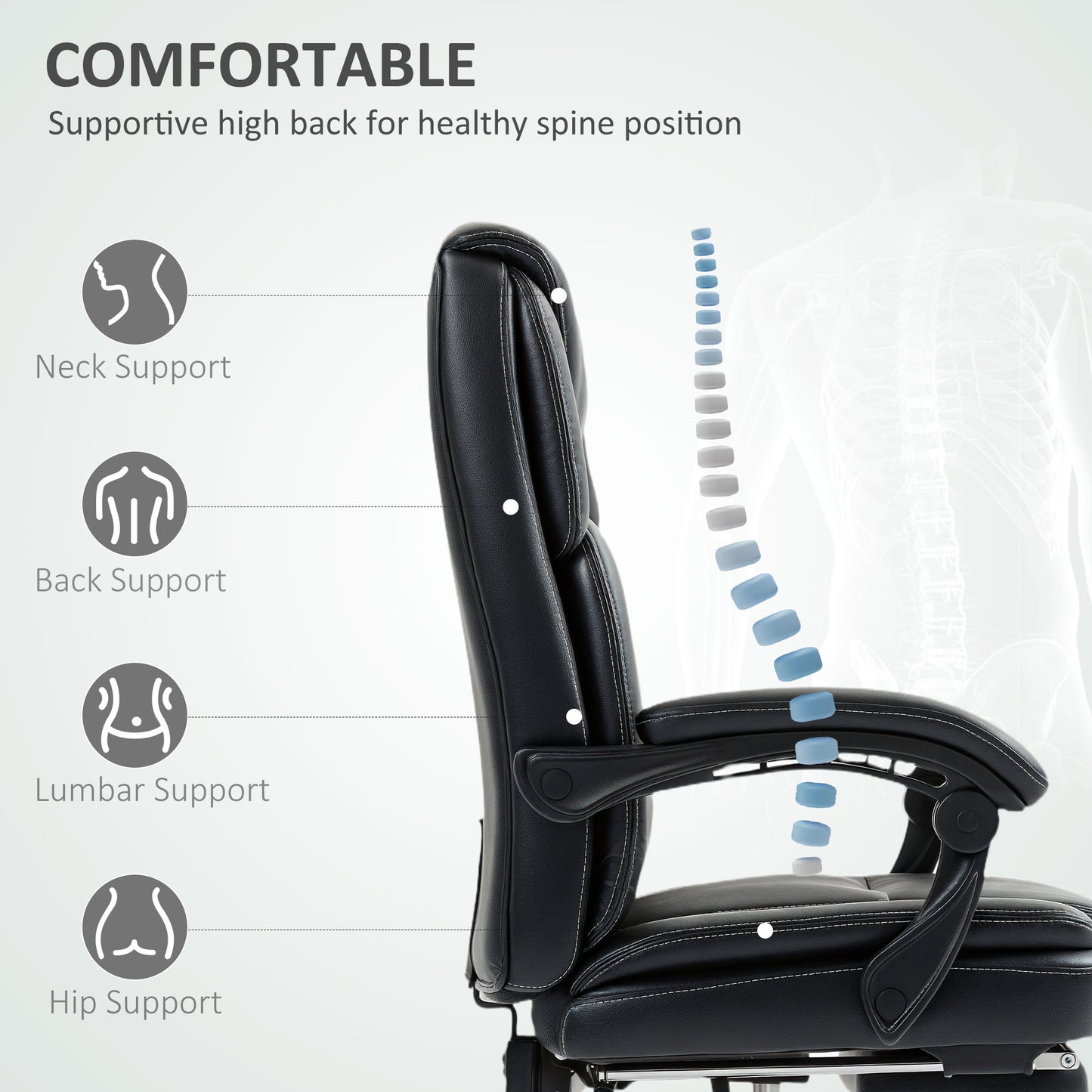 Office Chair, Computer Desk Chair with Spring Cushion, Black
