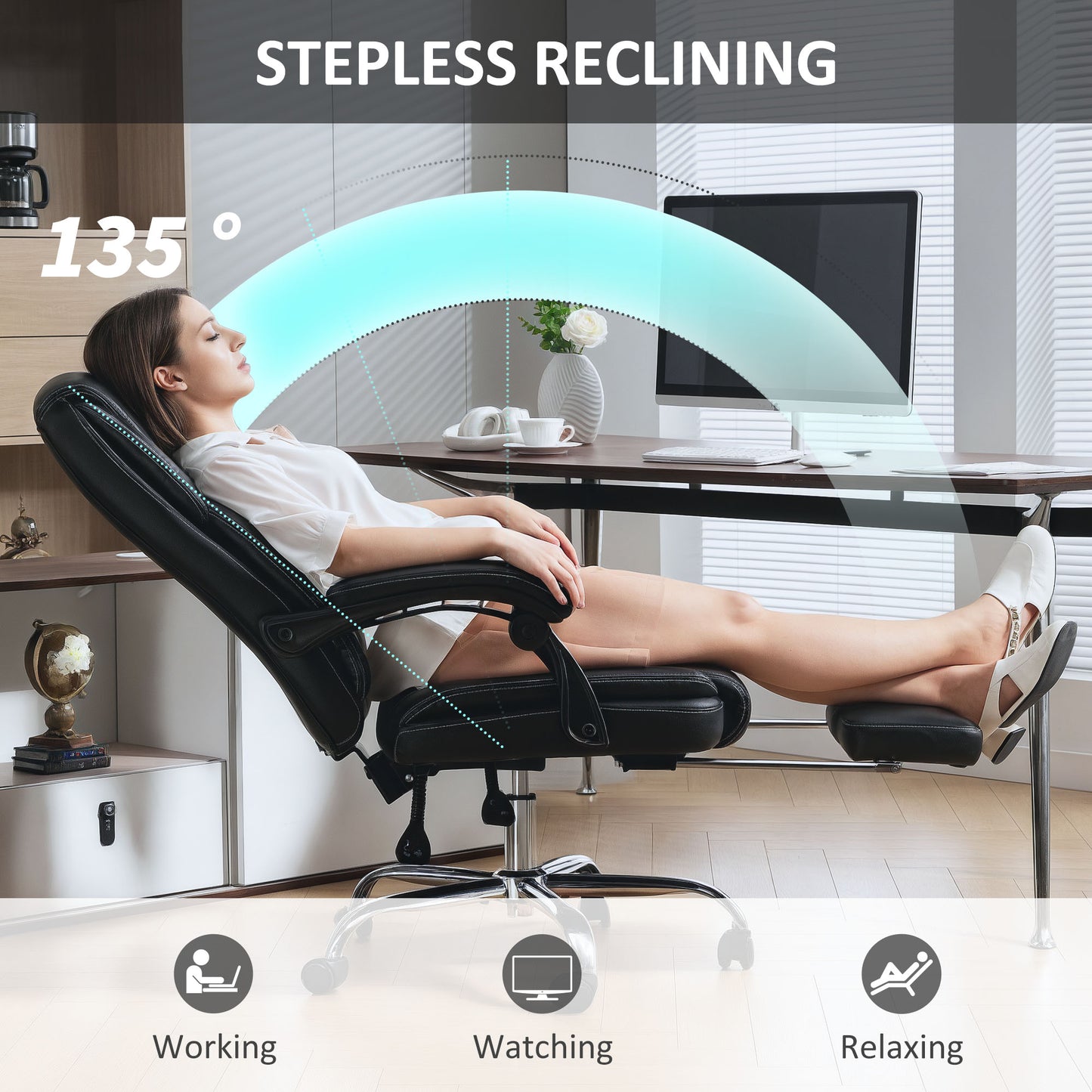 Office Chair, Computer Desk Chair with Spring Cushion, Black