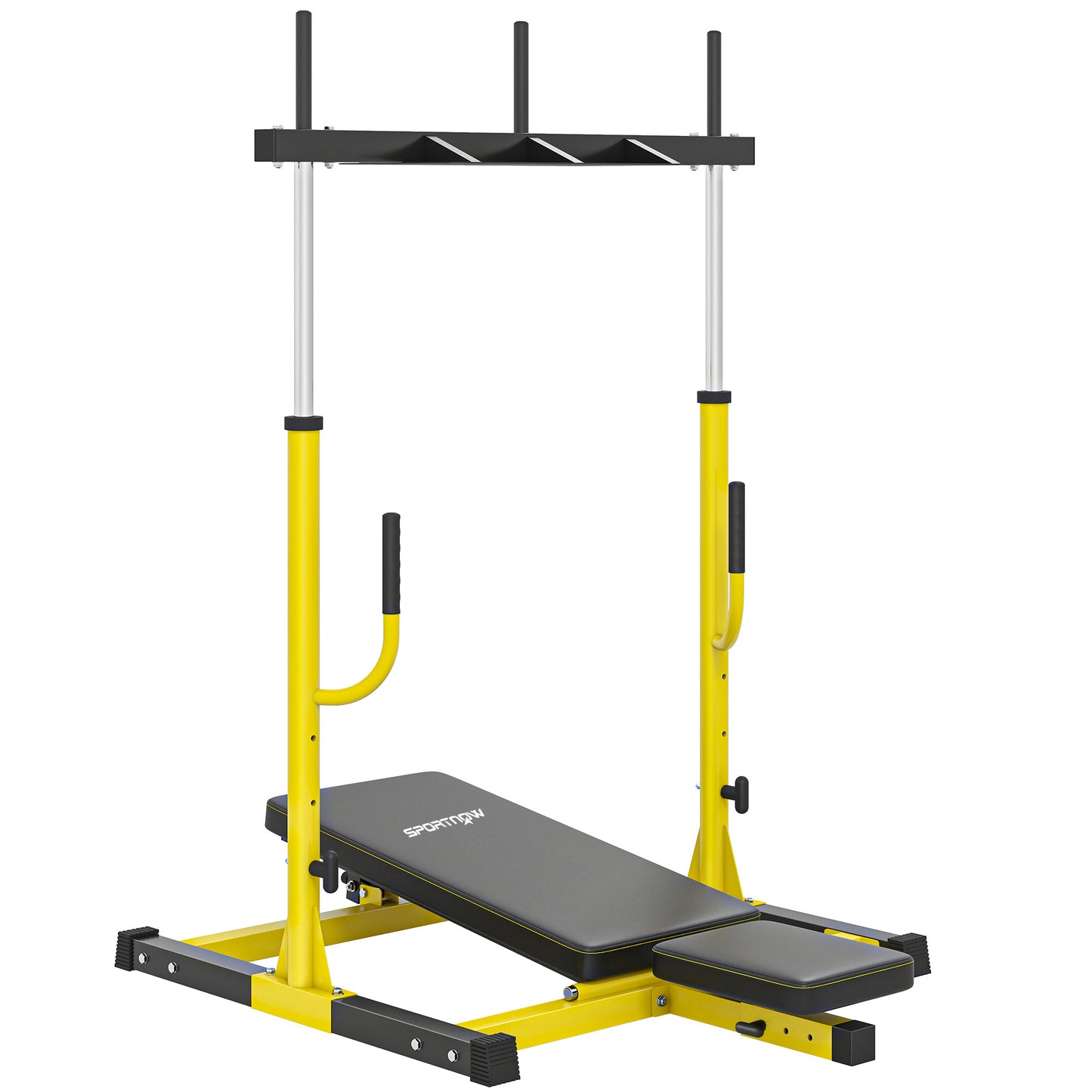 Vertical Leg Press Machine, 300 kg Capacity, Leg Strength Training Machine with Adjustable Leg, Back and Head Positions for Home Gym, 1" Standard Plate Compatible, Yellow