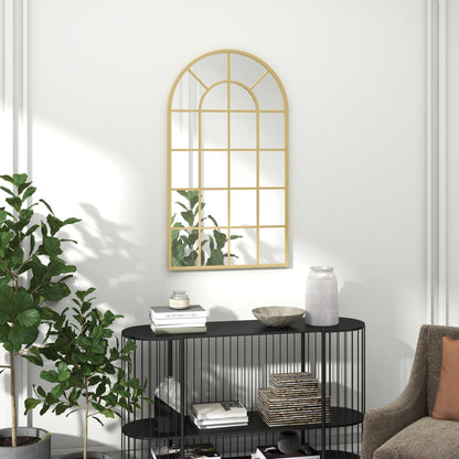Modern Arch Window Wall Mirror for Living Room Bedroom, Gold Tone