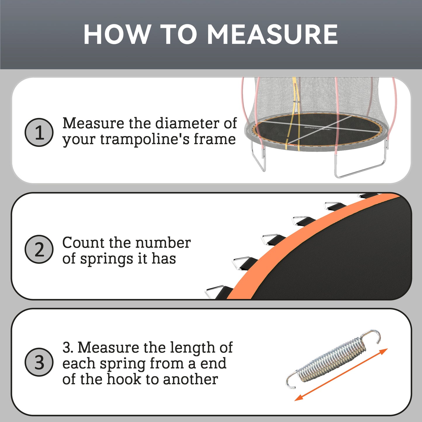 Trampoline Mat with 54 V-Hooks, for 10ft Trampoline, Orange