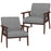 Set of 2 Accent Chairs, Upholstered Living Room Chairs with Wood Legs, Armchairs for Bedroom, Living Room, Grey