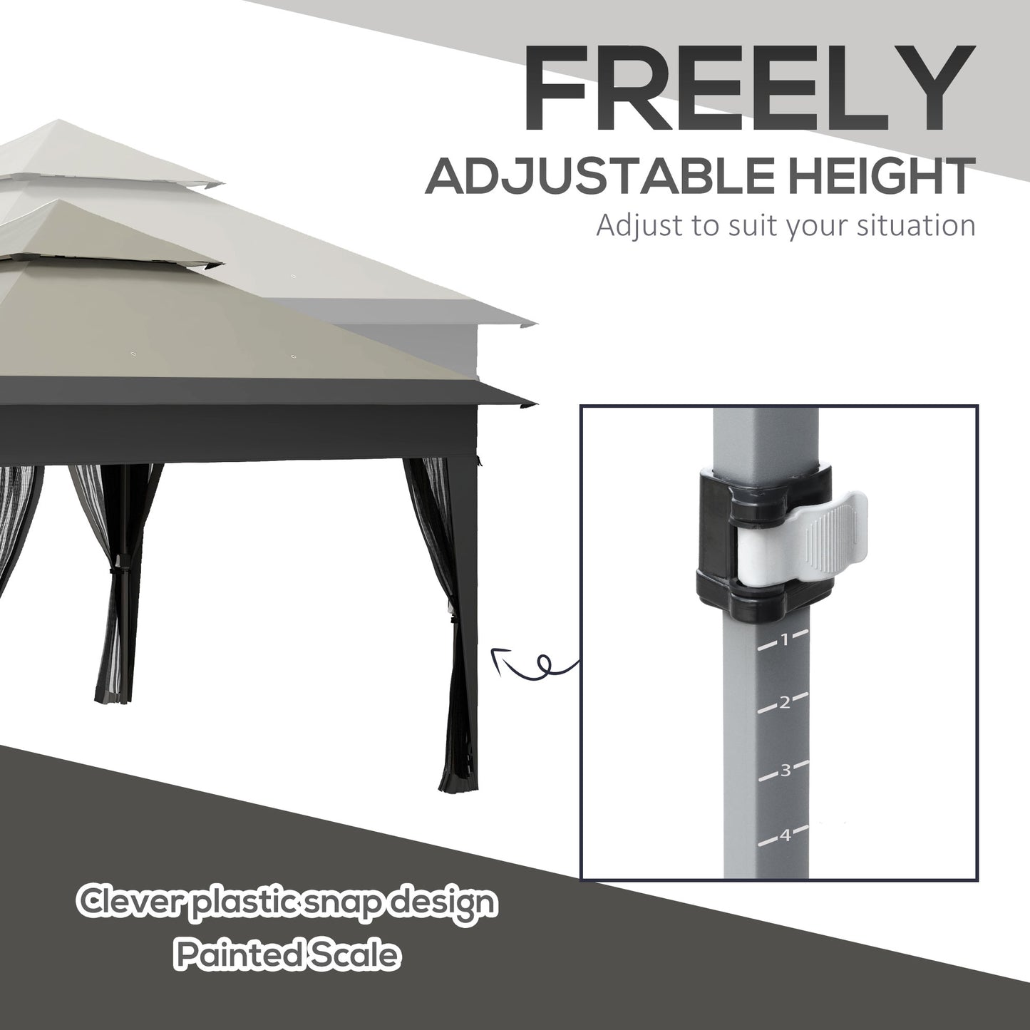 3 x 3(m) Pop Up Gazebo with Mosquito Netting, 1 Person Easy up Marquee Party Tent with 1-Button Push, Double Roof, Sandbags