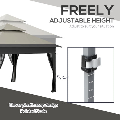 3 x 3(m) Pop Up Gazebo with Mosquito Netting, 1 Person Easy up Marquee Party Tent with 1-Button Push, Double Roof, Sandbags