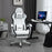 Racing Gaming Chair, Reclining PU Leather Computer Chair with 360 Degree Swivel Seat, Footrest, Removable Headrest White and Black