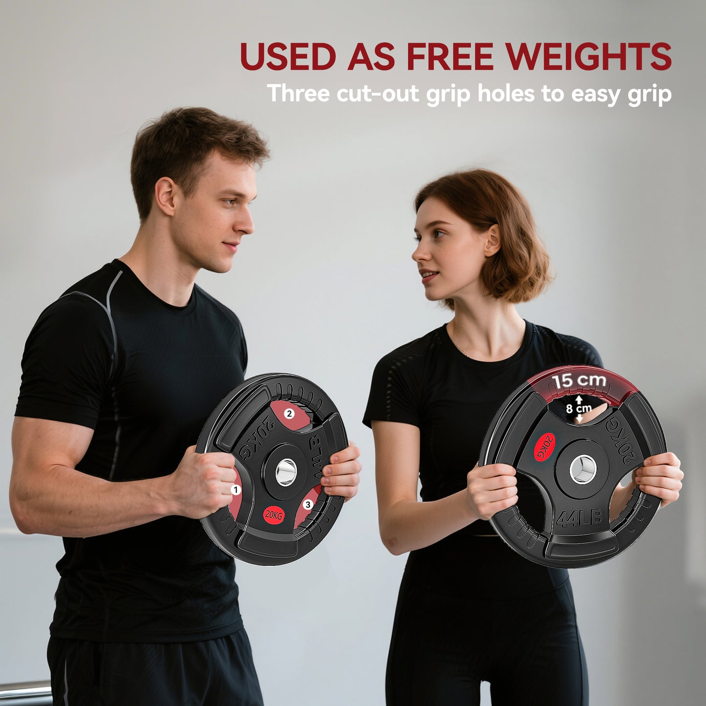 20kg Olympic Weight Plate, Weight Plate Disc with Tri-Grips