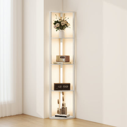 Corner Floor Lamp with Warm White LED Light, Oak