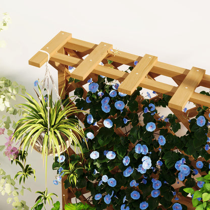 Wooden Planter with Trellis and Drainage Holes, Natural