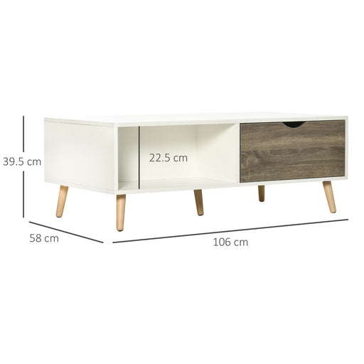 Modern Coffee Tables for Living Room w/ Storage Shelves, White