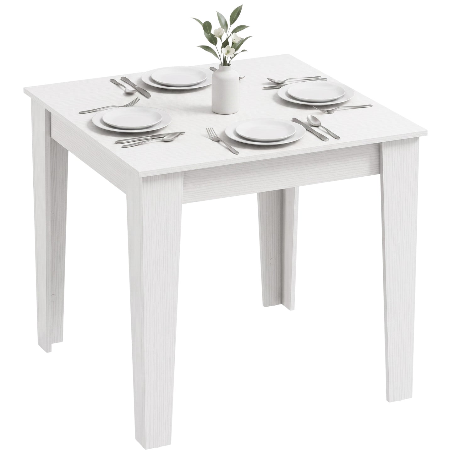 Dining Table for 4, 80L x 80W x 75Hcm, White