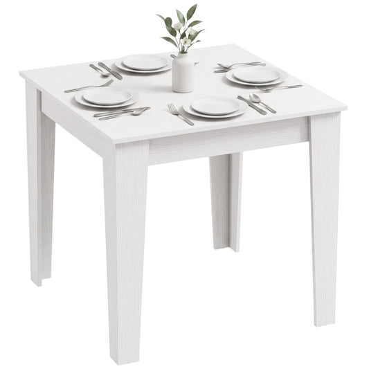 Dining Table for 4, 80L x 80W x 75Hcm, White