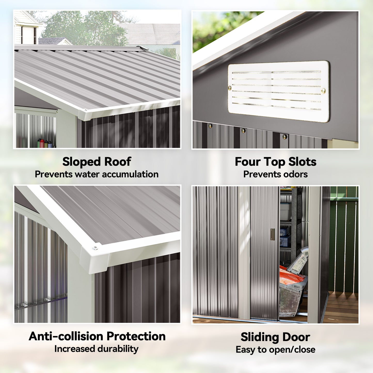 5ft x 4.3ft Outdoor Metal Storage Shed with Sliding Door Sloped Roof