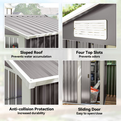 5ft x 4.3ft Outdoor Metal Storage Shed with Sliding Door Sloped Roof