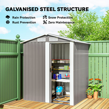 5ft x 4.3ft Outdoor Metal Storage Shed with Sliding Door Sloped Roof