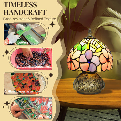 Stained Glass Bedside Lamp, Tiffany Style Table Lamp for Bedroom