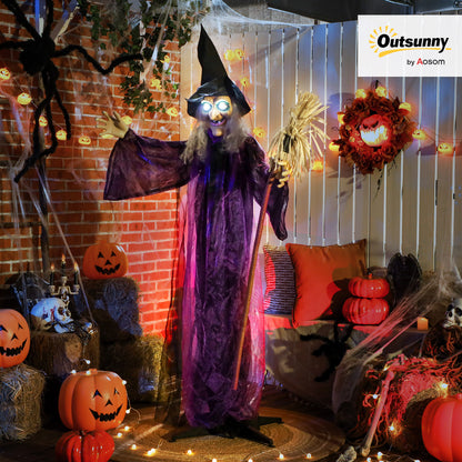 Voice Activated Halloween Animatronics Standing Witch, Purple