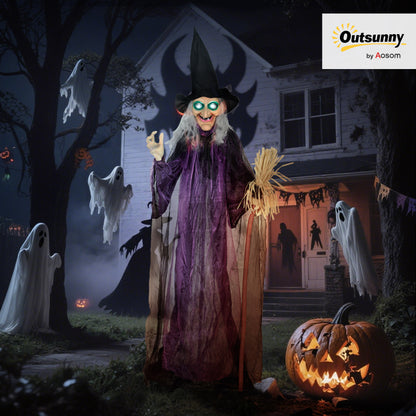 Voice Activated Halloween Animatronics Standing Witch, Purple