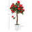 Set of 2 90cm Artificial Rose Tree, Fake Decorative Plant, Red