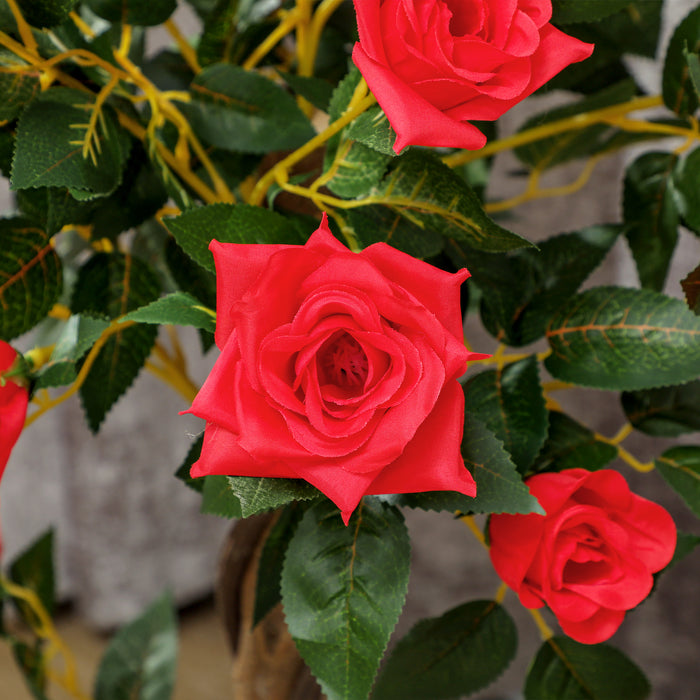 Set of 2 90cm Artificial Rose Tree, Fake Decorative Plant, Red