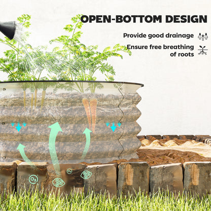 Set of 2 Raised Garden Bed with Safety Edging, Cream White