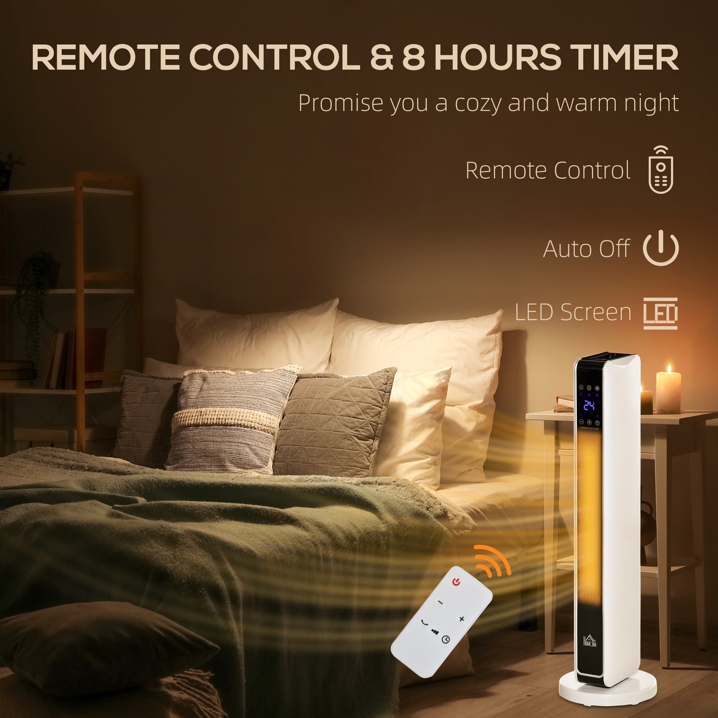 2200W Indoor Tower Space Heater with Timer Thermostat Oscillating