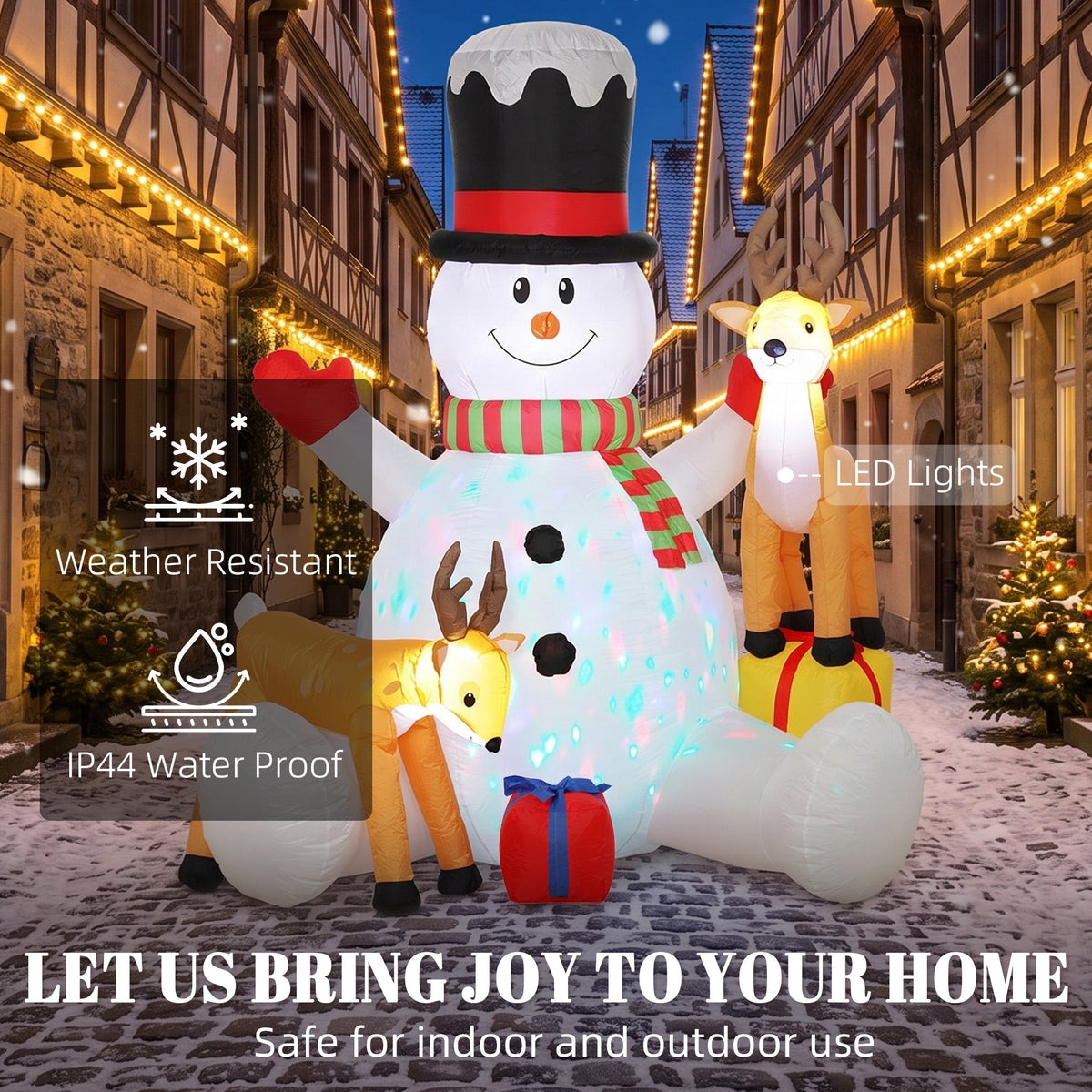 7ft Giant Christmas Inflatable Snowman with 2 Reindeer