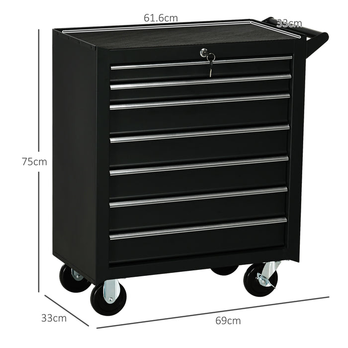 Roller Tool Storage Chest Box Garage Workshop 7 Drawers Black