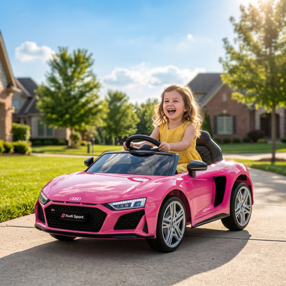 Licensed Audi R8 Spyder 12V Electric Car for Kids with Remote Pink