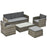 5 PCs Rattan Cushion 3-Seater Single Sofa Stool Glass Coffee Table