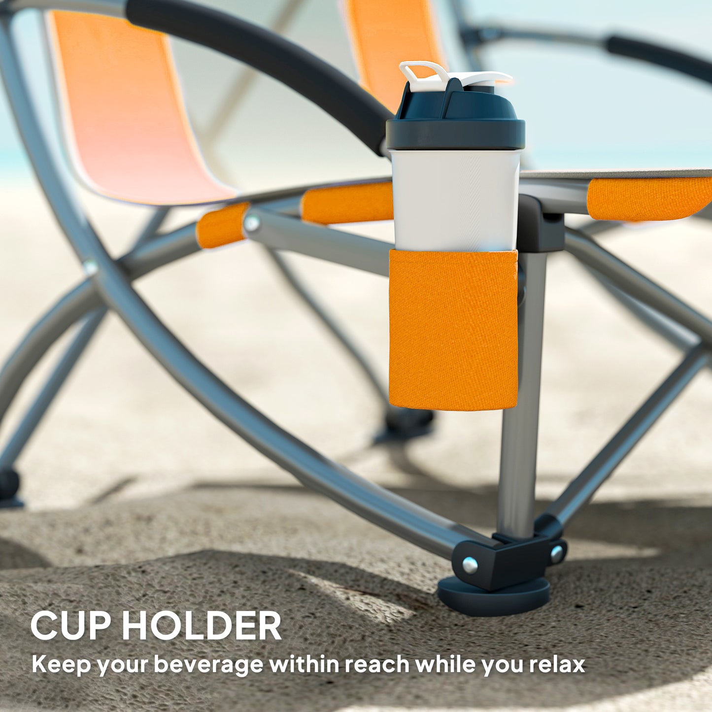 Set of 2 Folding Beach Chair, Camping Chair with Carry Bag, Orange