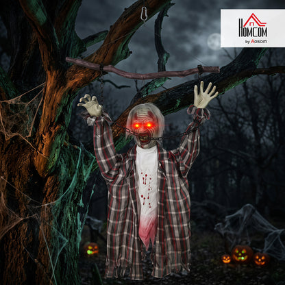 43" Hanging Animated Chained Zombie Halloween Decoration for Scary Garden