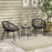 3 Piece Garden Furniture Set with Cushions, Round PE Rattan Bistro Set w/ 2 Armchairs & Metal Plate Coffee Table