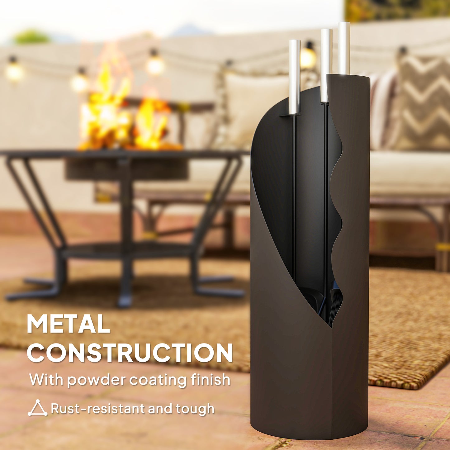 4 PCS Fireplace Companion Set, Metal Fireside Companion Set, Silver