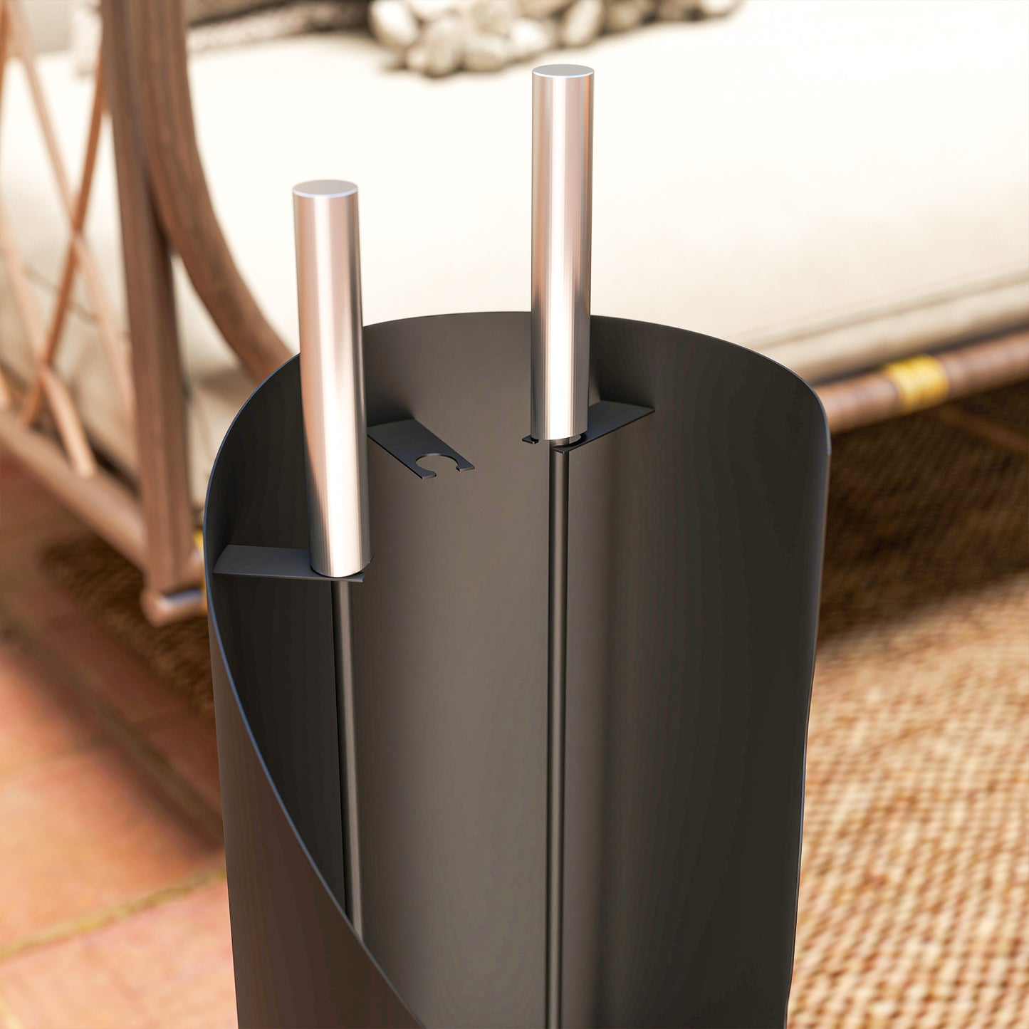 4 PCS Fireplace Companion Set, Metal Fireside Companion Set, Silver