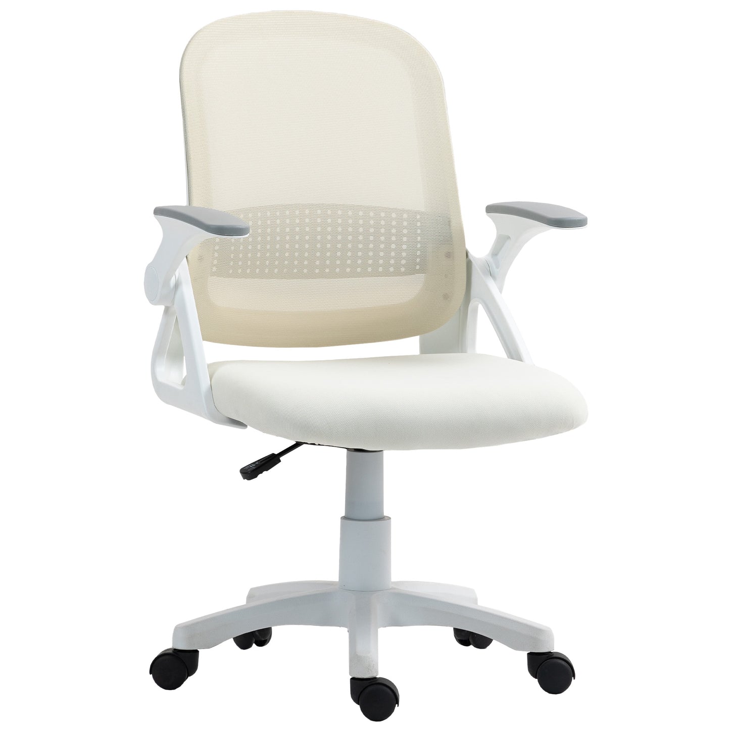 Ergonomic Swivel Computer Chair with Flip-up Armrests, White