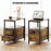 Bedside Table with Charging Station for Living Room, Rustic Brown