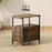 Bedside Table with Charging Station for Living Room, Rustic Brown