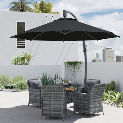 3(m) Garden Cantilever Parasol with Crank Aluminium Frame Black