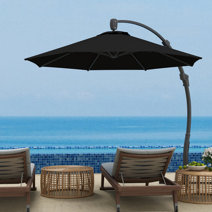 3(m) Garden Cantilever Parasol with Crank Aluminium Frame Black