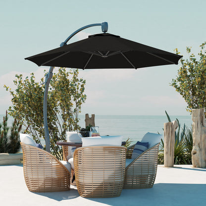 3(m) Garden Cantilever Parasol with Crank Aluminium Frame Black