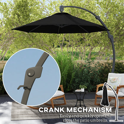 3(m) Garden Cantilever Parasol with Crank Aluminium Frame Black