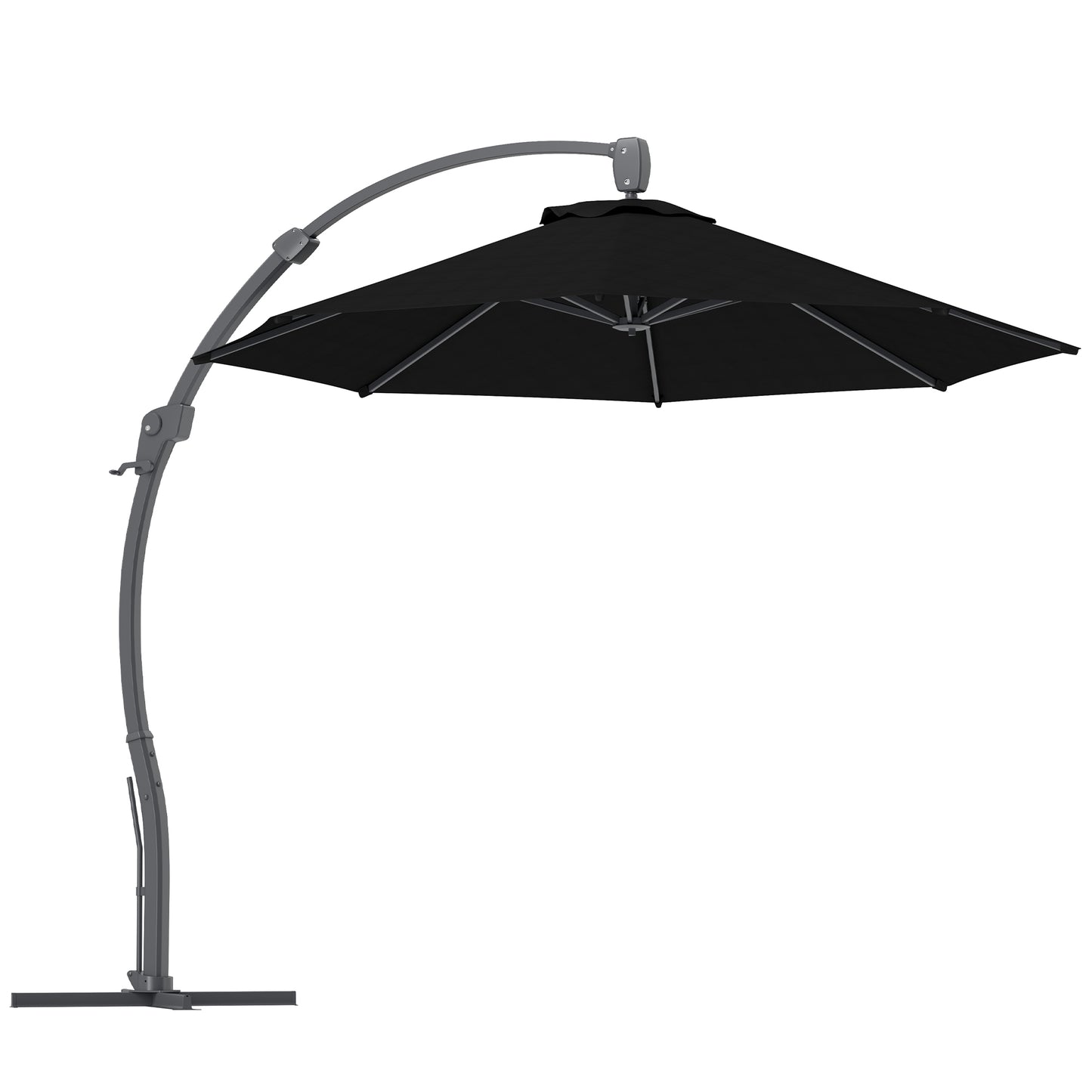 3(m) Garden Cantilever Parasol with Crank Aluminium Frame Black