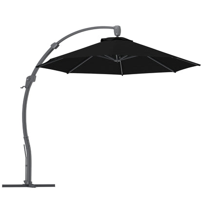 3(m) Garden Cantilever Parasol with Crank Aluminium Frame Black
