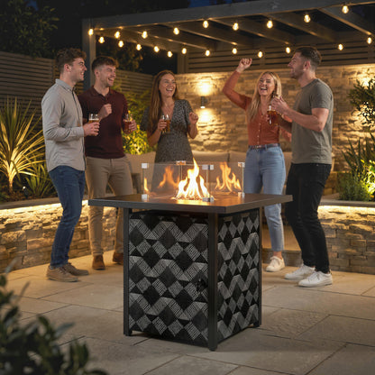 Square Propane Gas Fire Pit Table, Patio Heater with Lava Rocks
