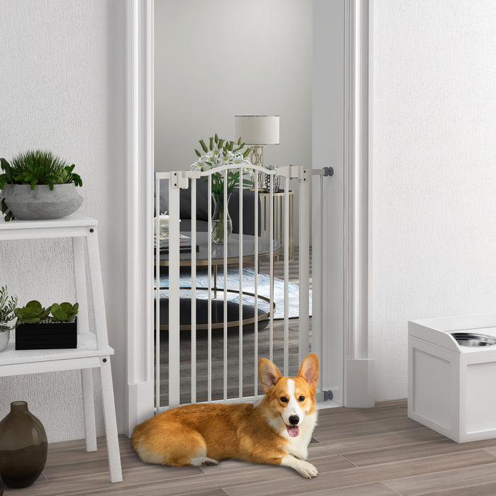 Metal Pet Safety Gate Dog Gate Folding Fence, White