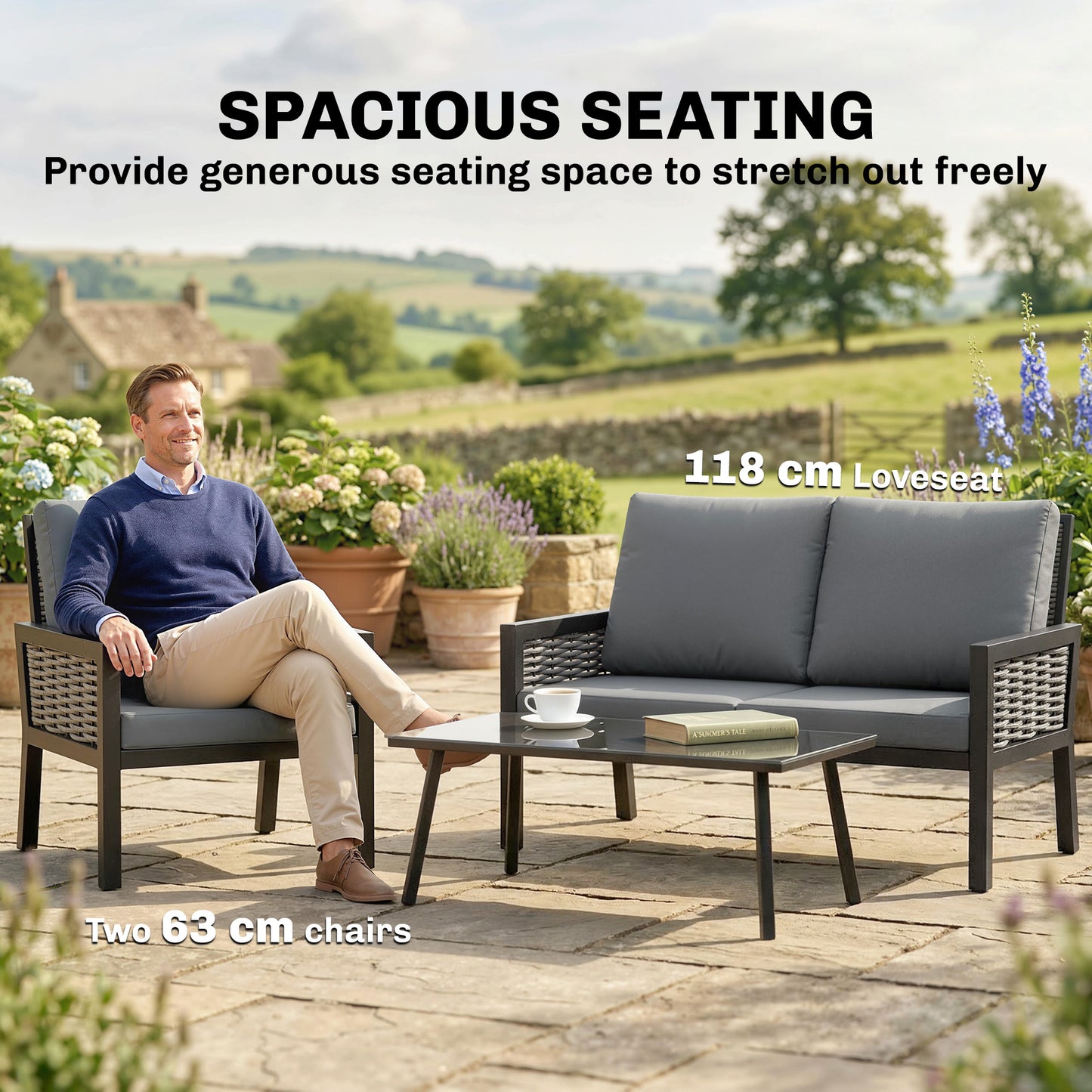 Rattan Garden Furniture Set, Outdoor Furniture Conversation Set